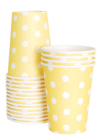 Becher gelb mit Punkten (12)