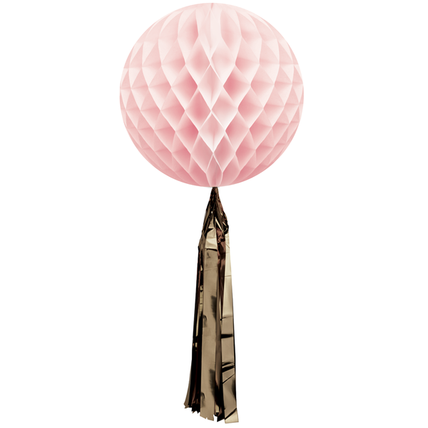 Papier Wabenball rosa mit goldener Tassel