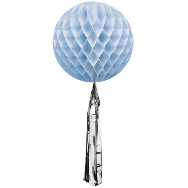 Papier Wabenball blau mit silberner Tassel