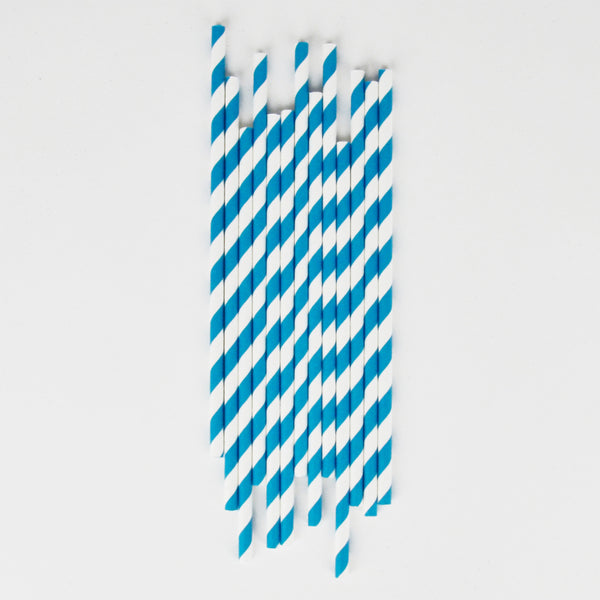 Trinkhalme mittelblaue Streifen (25)