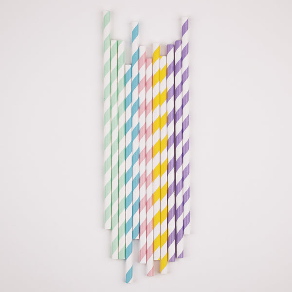 Trinkhalme pastel Streifen (25)