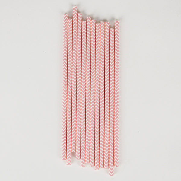 Trinkhalme rosa Chevron (25)