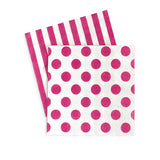 Serviette pink/weiß mit Punkten und Streifen (20)
