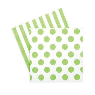 Serviette grün/weiß mit Punkten und Streifen (20)