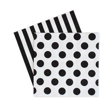 Serviette schwarz/weiß mit Punkten und Streifen (20)