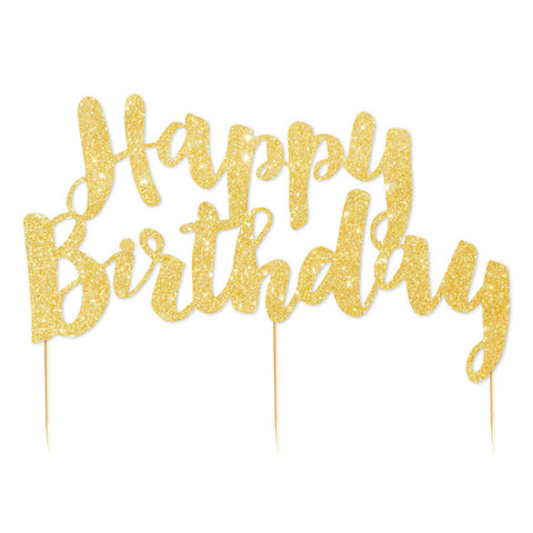 Cake Topper Happy Birthday Glitzer Gold (1)