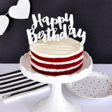 Cake Topper Happy Birthday Glitzer Silber (1)